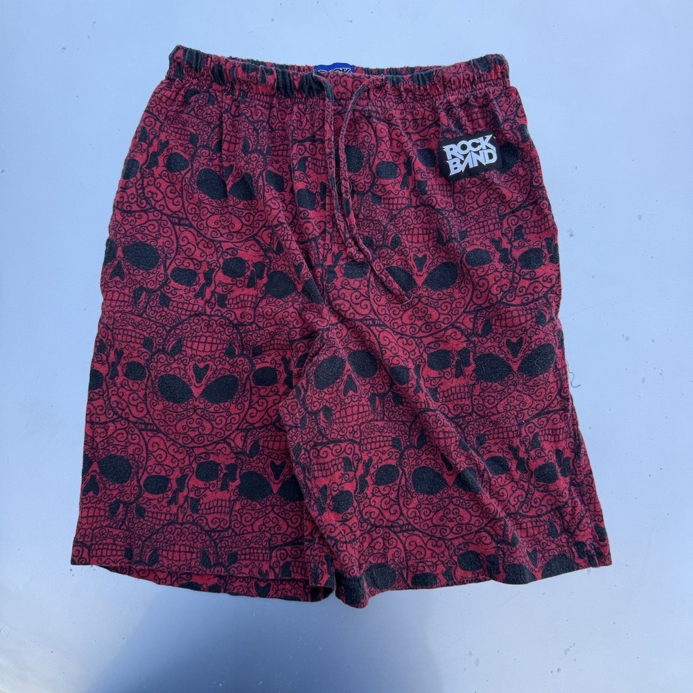 OG Rare RockBand AOP Skull Red Sleep Shorts Womens Small